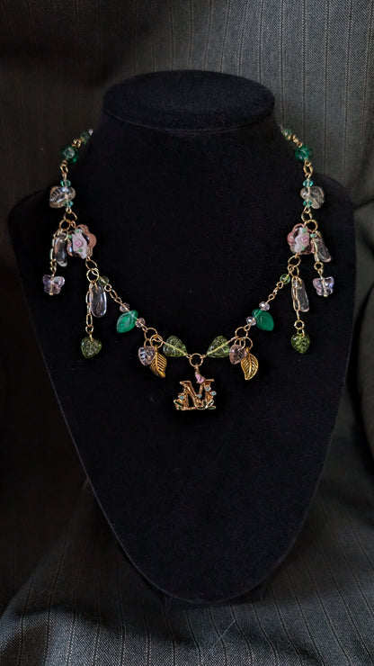 Flower Initial Pendant Necklace & Earrings Set