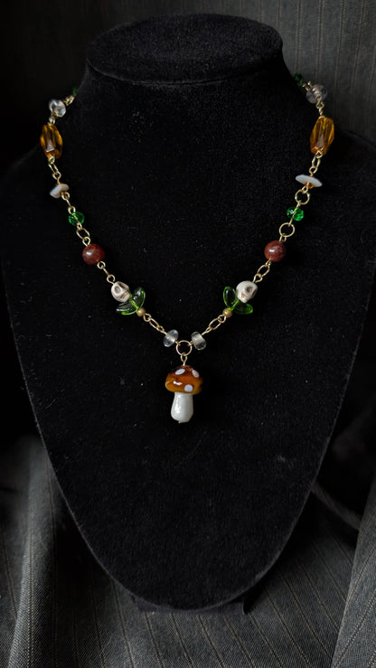 Mushroom Skull Necklace & Earrings Set